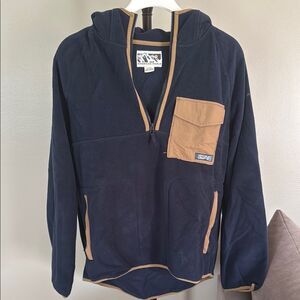 Navy and Tan Pullover Hoodie